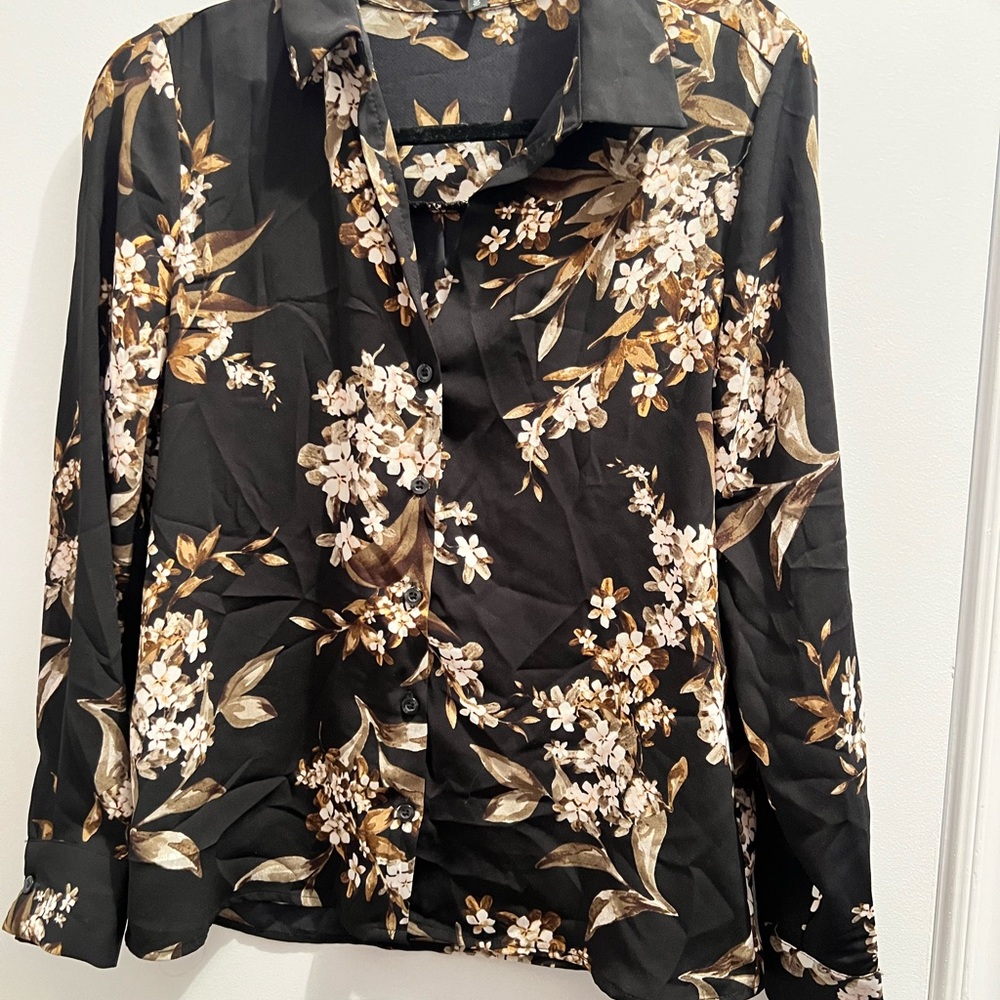 Dynamite Black and Brown Floral Top